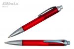 Ручка автоматическая, цвет синий, пластиковый красный корпус с серебристыми вставками, металлический клип, толщина письма 1,0 мм