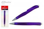 Ручка автоматическая, цвет синий, пластиковый фиолетовый корпус, пластиковый синий клип, толщина письма 0,7 мм, упаковка с европодвесом
