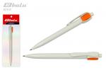 Ручка автоматическая, цвет синий, пластиковый белый корпус с оранжевым наконечником, толщина письма 0,7 мм, упаковка с европодвесом
