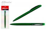 Ручка автоматическая, цвет синий, поворотный механизм, пластиковый зеленый корпус, металлический серебряный клип, толщина письма 0,7 мм, упаковка с европодвесом