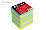 Блок для записи непроклеенный, размер 80*80*80 мм, цветной, количество 800 л, 2 цвета синий-желтый, в термопленке
