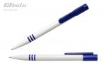 Ручка автоматическая, цвет синий, пластиковый белый корпус с синими вставками, пластиковый клип