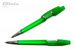 Ручка автоматическая, цвет синий, пластиковый зеленый корпус, пластиковый клип, металлическая пружинка, толщина письма 0,7 мм