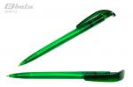 Ручка автоматическая, цвет синий, пластиковый зеленый корпус, пластиковый клип, толщина письма 0,7 мм