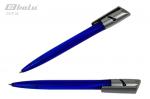 Ручка автоматическая, цвет синий, пластиковый синий корпус, поворотный механизм, серебристый пластиковый клип