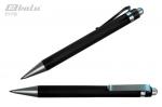 Ручка автоматическая, цвет синий, пластиковый черный  корпус с серебристыми вставками, металлический клип