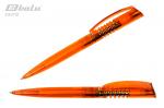 Ручка автоматическая, цвет синий, пластиковый оранжевый полупрозрачный корпус, пластиковый клип, пружинка, толщина письма 0,7 мм