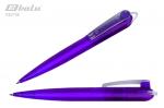 Ручка автоматическая, цвет синий, пластиковый фиолетовый полупрозрачный корпус с прозрачными вставками, пластиковый клип