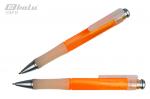 Ручка автоматическая, цвет синий, пластиковый оранжевый полупрозрачный корпус с белыми вставками, пластиковый клип, толщина письма 1,0 мм