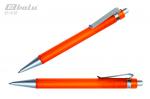 Ручка автоматическая, цвет синий, пластиковый оранжевый полупрозрачный корпус с серебрянными вставками, металлический клип