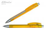 Ручка автоматическая, цвет синий, пластиковый желтый корпус с серыми вставками, пластиковый клип