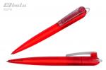 Ручка автоматическая, цвет синий, пластиковый красный корпус с прозрачными вставками, пластиковый клип