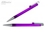 Ручка автоматическая, цвет синий, пластиковый фиолетовый полупрозрачный корпус с серебристыми вставками, металлический клип, толщина письма 0,7 мм