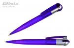 Ручка автоматическая, цвет синий, пластиковый фиолетовый корпус с серебристыми вставками, пластиковый клип, толщина письма 0,7 мм