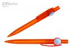 Ручка автоматическая, цвет синий, пластиковый оранжевый корпус с серебристой вставкой, пластиковый клип, толщина письма 0,7 мм