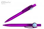 Ручка автоматическая, цвет синий, пластиковый фиолетовый корпус с серебристой вставкой, пластиковый клип, толщина письма 0,7 мм