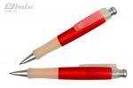 Ручка автоматическая, цвет синий, пластиковый красный корпус с белыми и серебристыми вставками, прорезиненный держатель, пластиковый клип