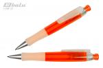 Ручка автоматическая, цвет синий, пластиковый оранжевый корпус с белыми и серебристыми вставками, прорезиненный держатель, пластиковый клип