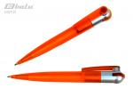Ручка автоматическая, цвет синий, пластиковый оранжевый корпус с серебристыми вставками, пластиковый клип, отжим-колесо, толщина письма 0,7 мм