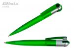 Ручка автоматическая, цвет синий, пластиковый зеленый корпус с серебристыми вставкам, пластиковый клип, толщина письма 0,7 мм