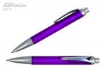 Ручка автоматическая, цвет синий, пластиковый фиолетовый корпус с серебристыми вставками, металлический клип, толщина письма 1,0 мм