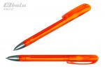 Ручка автоматическая, цвет синий, пластиковый оранжевый корпус с серебристой вставкой, поворотный механизм, пластиковый клип, толщина письма 0,7 мм