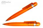 Ручка автоматическая, цвет синий, пластиковый оранжевый полупрозрачный корпус, пластиковый клип
