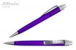 Ручка автоматическая, цвет синий, пластиковый фиолетовый корпус с серебристыми вставками, металлический клип, толщина письма 0,7 мм