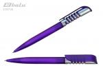 Ручка автоматическая, цвет синий, пластиковый фиолетовый корпус с серебристыми вставками, пластиковый клип, пружинка, толщина письма 0,7 мм