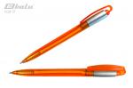 Ручка автоматическая, цвет синий, пластиковый оранжевый полупрозрачный корпус с серебрянной вставкой, пластиковый клип, толщина письма 0,7 мм