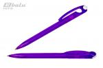 Ручка автоматическая, цвет синий, пластиковый фиолетовый прозрачный корпус, пластиковый клип, толщина письма 0,7 мм