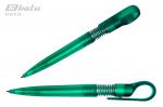 Ручка автоматическая, цвет синий, пластиковый зеленый корпус, пластиковый клип, пружинка, толщина письма 0,7 мм