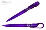 Ручка автоматическая, цвет синий, пластиковый фиолетовый корпус, пластиковый клип, пружинка, толщина письма 0,7 мм