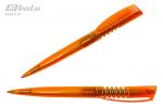 Ручка автоматическая, цвет синий, пластиковый оранжевый корпус с металлической вставкой, пластиковый клип, пружинка, толщина письма 0,7 мм