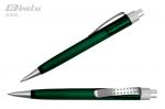 Ручка автоматическая, цвет синий, пластиковый зеленый корпус с серебристыми вставками, металлический клип