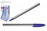 Ручка шариковая, цвет синий, пластиковый серебряный корпус, колпачок с клипом, толщина письма 1,0 мм