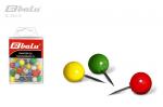Кнопки канцелярские силовые, количество 30 шт/уп, цветные, шляпка шар, в пластиковой упаковке с европодвесом