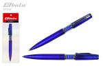 Ручка автоматическая, цвет синий, пластиковый синий корпус, металлический серебряный клип, толщина письма 0,7 мм, упаковка с европодвесом